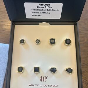 Bomb Party Simply studs Always So Chic Black Onyx Gold-Plated Stud Earring Set